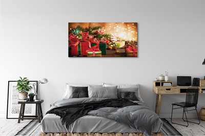 Schilderij op canvas Geschenken kerstballen