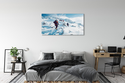 Canvas doek foto Klimmen in de winterbergen