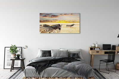 Schilderij op canvas Zebra veldzonsondergang