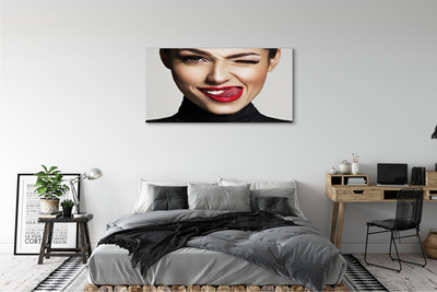 Schilderijen op canvas doek Vrouw rode lippen