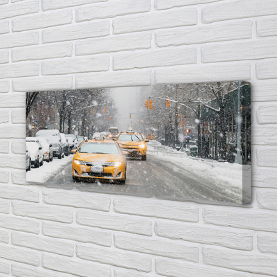 Schilderijen op canvas doek Winter cars snow city