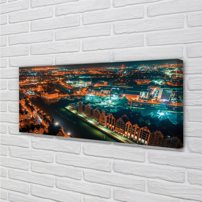 Foto op canvas Gdańsk river panorama night