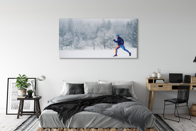 Schilderij canvas Boswinter sneeuw man