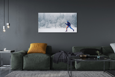Schilderij canvas Boswinter sneeuw man