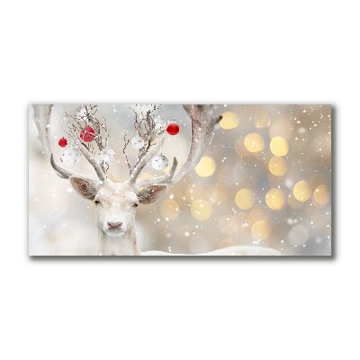 Canvas foto White Reindeer Snuisterijen van Kerstmis
