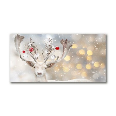 Canvas foto White Reindeer Snuisterijen van Kerstmis