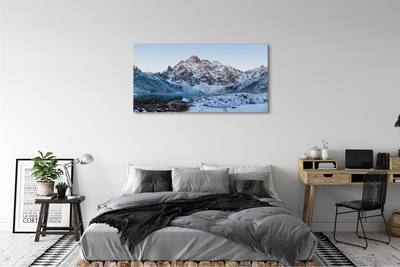 Schilderij canvas Bergen. Winter sneeuwmeer