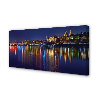 Foto op canvas Warschau river bridge night city