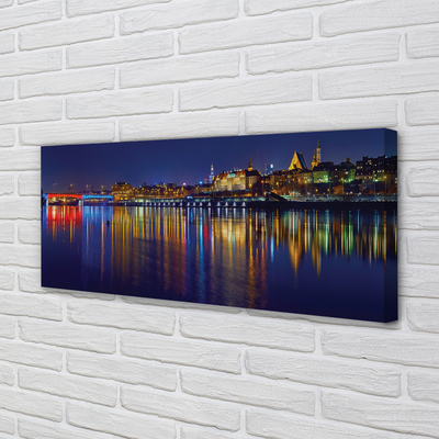 Foto op canvas Warschau river bridge night city