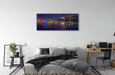 Foto op canvas Warschau river bridge night city