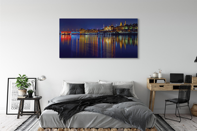 Foto op canvas Warschau river bridge night city