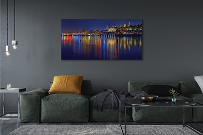 Foto op canvas Warschau river bridge night city