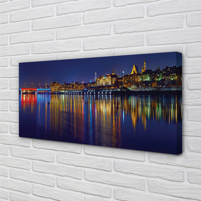 Foto op canvas Warschau river bridge night city