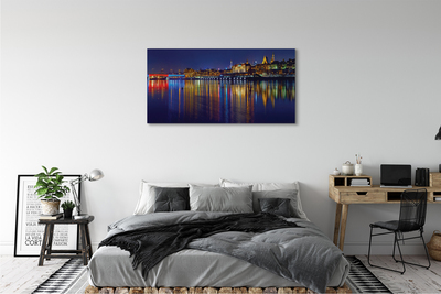 Foto op canvas Warschau river bridge night city