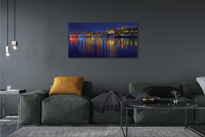 Foto op canvas Warschau river bridge night city