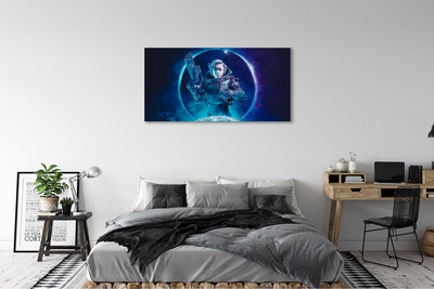 Schilderij canvas Kosmos vrouw maan