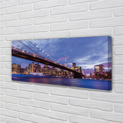 Foto op canvas Zonsondergang brug wolkenkrabbers