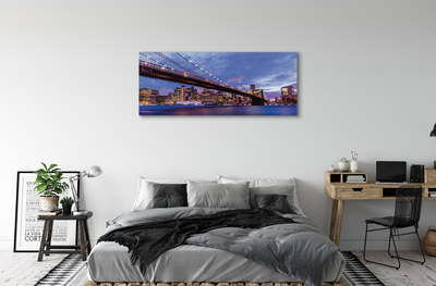 Foto op canvas Zonsondergang brug wolkenkrabbers