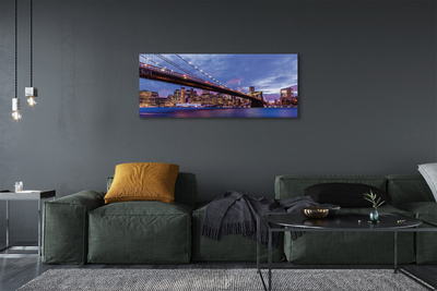 Foto op canvas Zonsondergang brug wolkenkrabbers