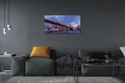Foto op canvas Zonsondergang brug wolkenkrabbers