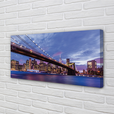 Foto op canvas Zonsondergang brug wolkenkrabbers