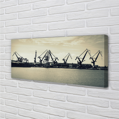 Foto op canvas Gdańsk shipyard cranes river