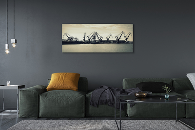 Foto op canvas Gdańsk shipyard cranes river