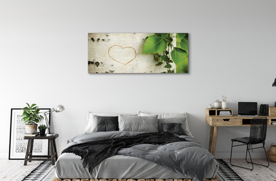 Schilderij canvas Hart van berkbladeren
