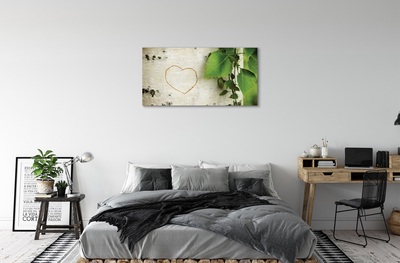 Schilderij canvas Hart van berkbladeren