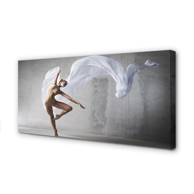 Schilderij canvas Vrouw dansend wit materiaal