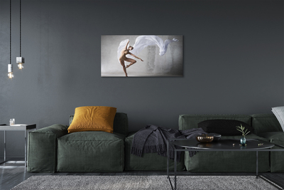Schilderij canvas Vrouw dansend wit materiaal