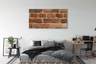 Canvas doek foto Stenen muur baksteen