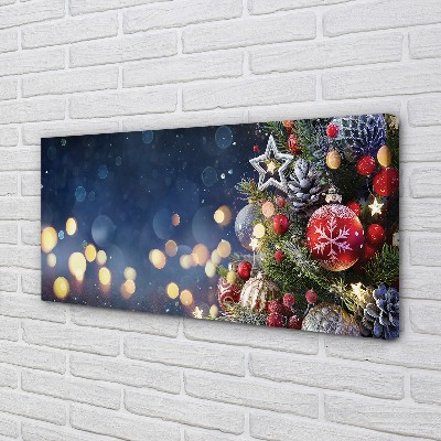 Schilderij op canvas Kerstboom sneeuw decoraties