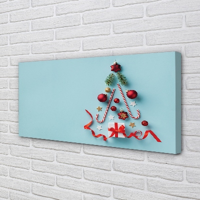 Schilderij op canvas Cadeau kerstballen. Veilige decoraties