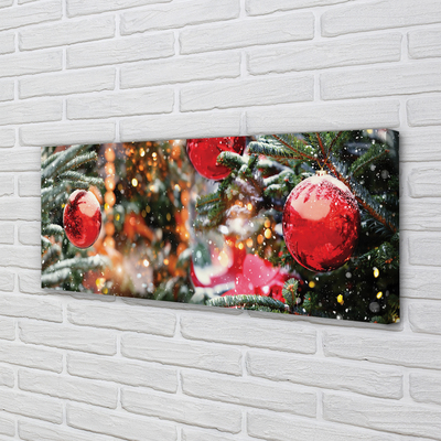 Schilderij op canvas Sneeuw kerstboom kerstballen