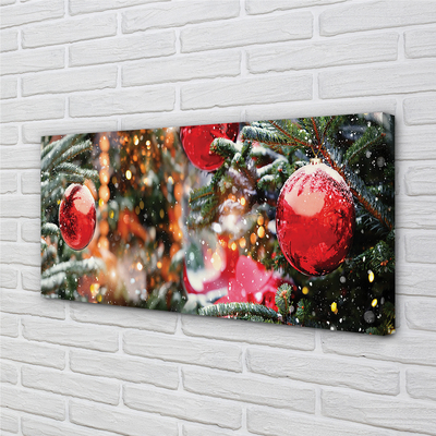 Schilderij op canvas Sneeuw kerstboom kerstballen