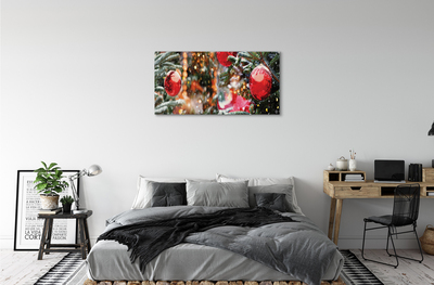 Schilderij op canvas Sneeuw kerstboom kerstballen