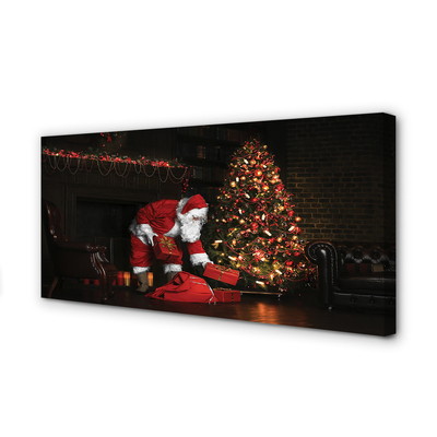 Schilderij op canvas Kerstboom geschenken decoraties santa claus