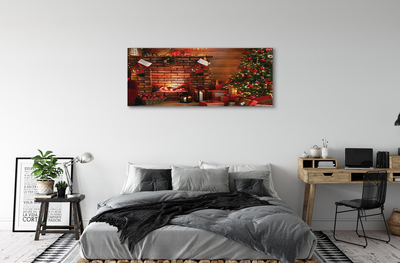 Schilderij op canvas Kerstboom geschenken decoraties open haard