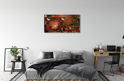 Schilderij op canvas Kerstboom geschenken decoraties open haard