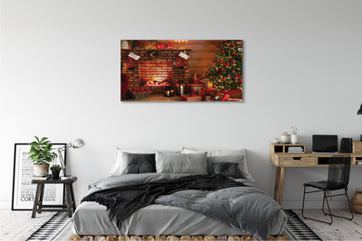 Schilderij op canvas Kerstboom geschenken decoraties open haard