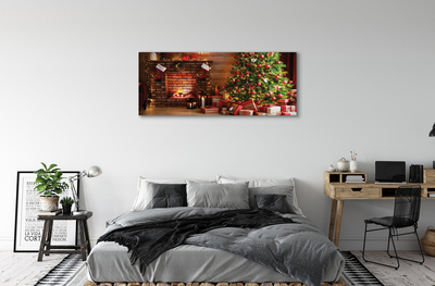 Schilderij op canvas Open haard kerstboom geschenken lampen