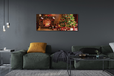 Schilderij op canvas Open haard kerstboom geschenken lampen