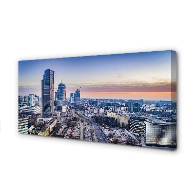 Foto op canvas Warschau panorama wolkenkrabbers zonsopgang