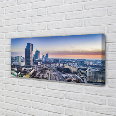 Foto op canvas Warschau panorama wolkenkrabbers zonsopgang