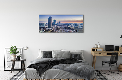 Foto op canvas Warschau panorama wolkenkrabbers zonsopgang