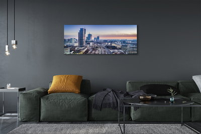 Foto op canvas Warschau panorama wolkenkrabbers zonsopgang