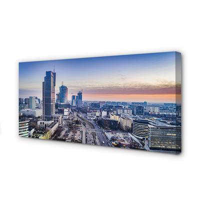 Foto op canvas Warschau panorama wolkenkrabbers zonsopgang