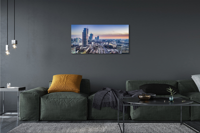 Foto op canvas Warschau panorama wolkenkrabbers zonsopgang