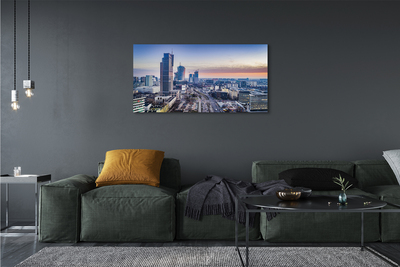 Foto op canvas Warschau panorama wolkenkrabbers zonsopgang